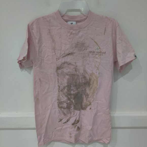 SOILED Simply Southern Women's Short Sleeve T-Shirt Pink Size S $20 HH459 - Picture 1 of 3